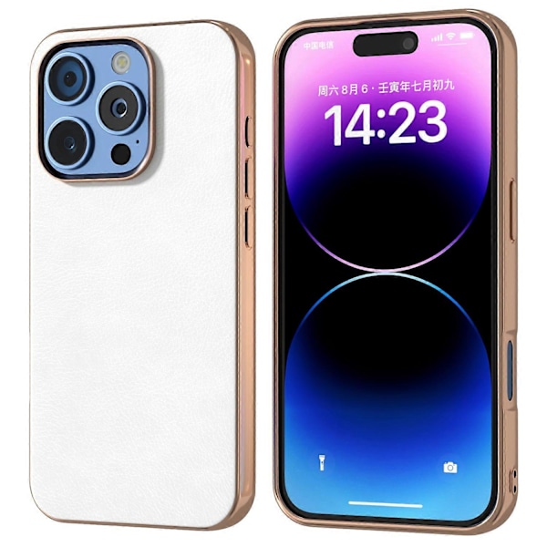 iPhone 16 Pro -kotelo, galvanointi puhelinkuori PU-nahka+TPU Litsi-kuvioitu kotelo Multicolor Style A