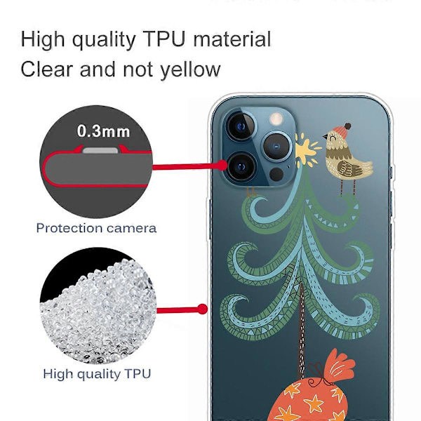 iPhone 16 Pro -kuori, jouluaiheinen pehmeä TPU-puhelinkuori - Orava Multicolor Bird on Tree