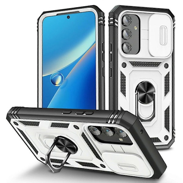 Samsung Galaxy A54 5G PC TPU -kotelo, jossa jalusta, iskunkestävä suojus korttipaikalla ja linssinsuojalla Multicolor Style A
