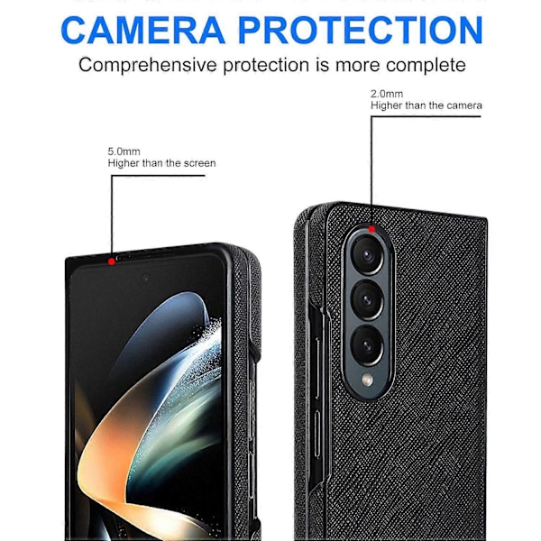 Samsung Galaxy Z Fold4 5G Iskunkestävä Puhelinkotelo PU-nahka+PC Ristikkäiskuvioitu Suojus Multicolor Style A