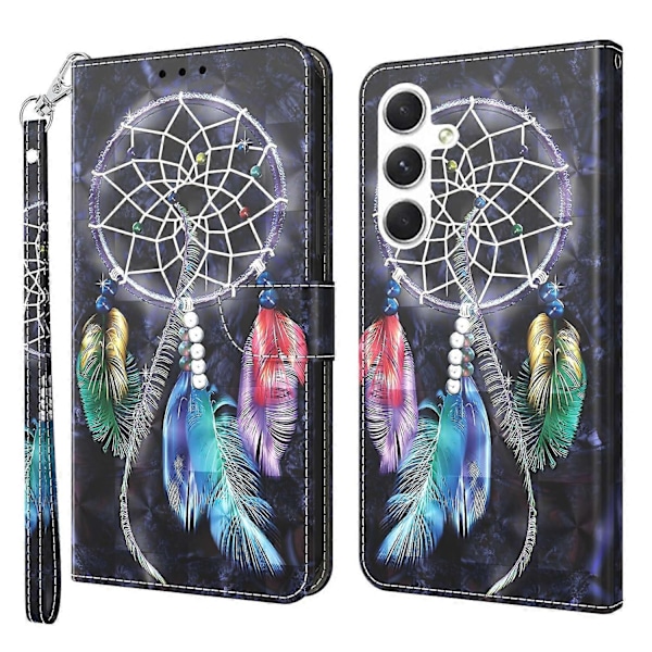 Samsung Galaxy A16 5G/A16 4G Kotelo Jalustalla Kuvio Painettu Nahkainen Puhelinkotelo - Seisova Kissa Multicolor Dream Catcher