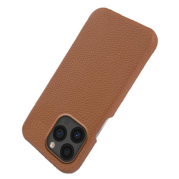 Cover till Iphone 13 Pro Max 6,7", Läderbelagd PC- phone case kompatibel med Magsafe Brown