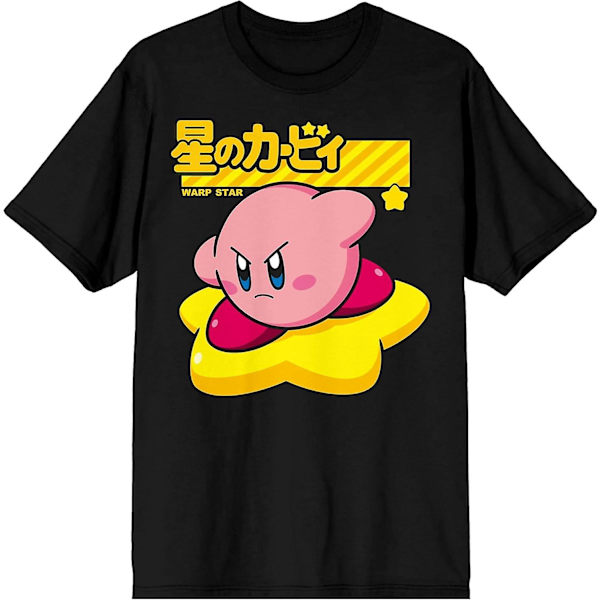 Herre Kirby Retro Videospil Karakter Sort Grafik T-shirt M