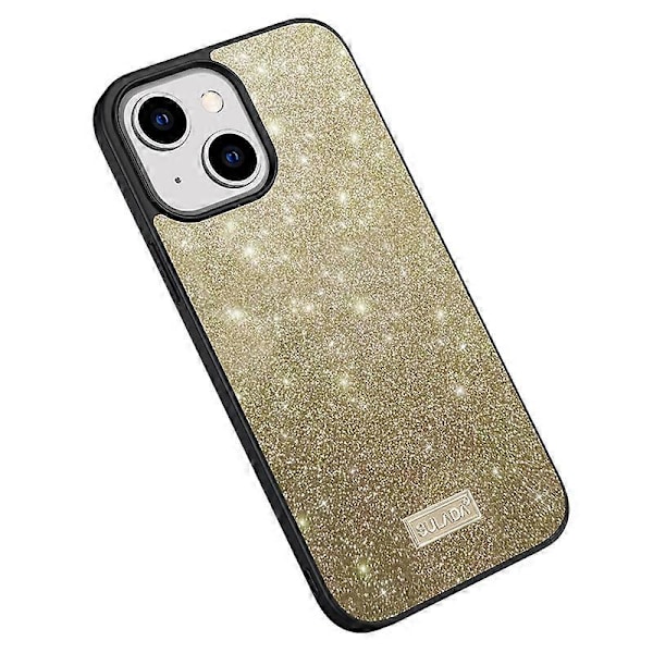 SULADA Baksida Skal för iPhone 15, PU Läderbelagd PC+TPU Glitter Paljetter Mobilskal Multicolor Style D