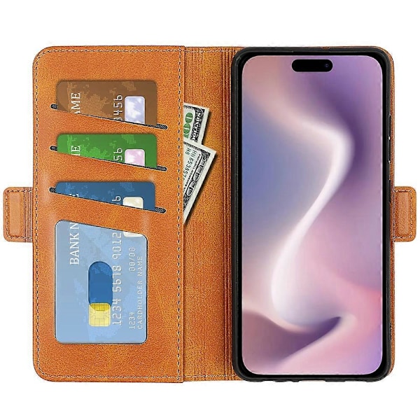 For iPhone 16 Etui Folio Flip Læder Wallet Stand Telefon Cover Multicolor Style D