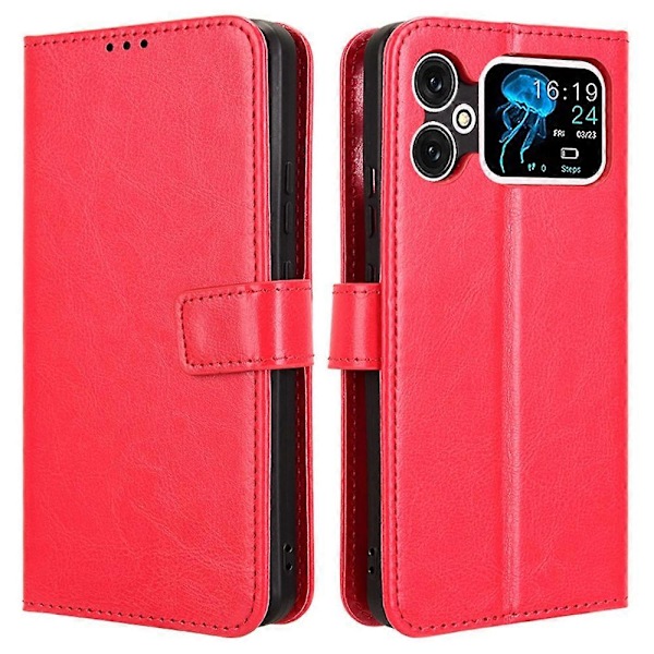 Til Cubot A20 Etui Crazy Horse Tekstur PU Læder Telefon Wallet Cover - Guld Multicolor Red