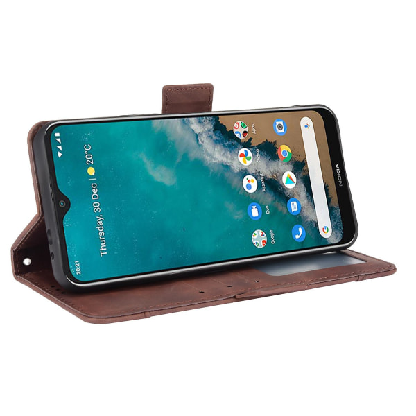 För Nokia G50 Flip Phone case Pu Läder Och TPU Cover Flera kortplats Praktiskt plånboksställ Case Brown