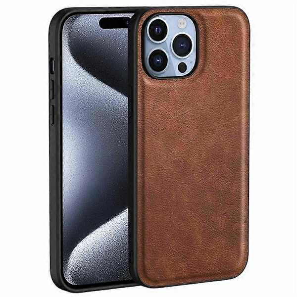 Mobilskal för iPhone 15 Pro Max Fodral PU Läderbelagd TPU+PC Smartphone Skal Multicolor Style D