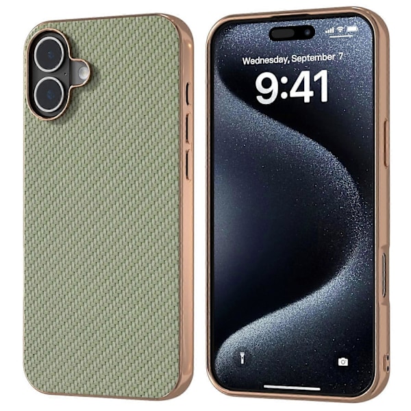 iPhone 16 -kotelo, galvanointi puhelinkuori, hiilikuitukuvio PU+TPU-suojakotelo Multicolor Style A