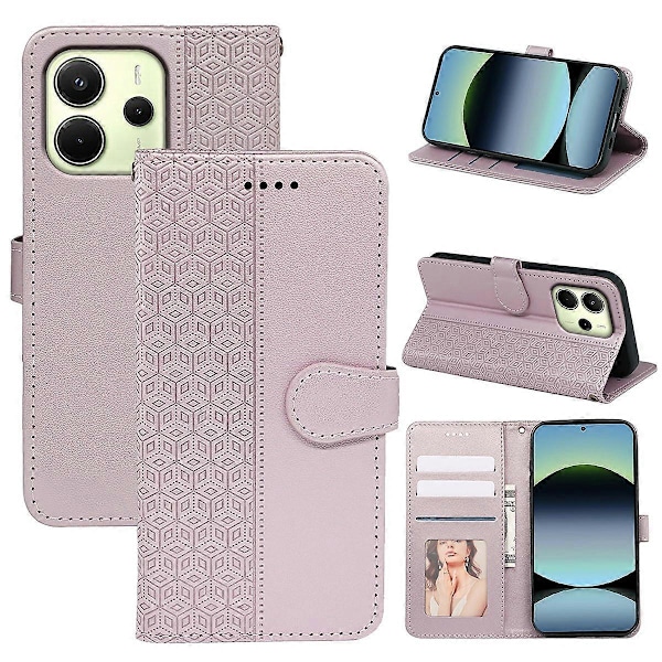 Xiaomi Redmi Note 14 4G Lompakkokotelo Kuvioitu Nahkainen Käännettävä Suojakotelo Multicolor Rose Gold