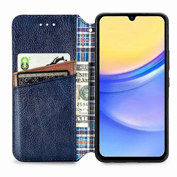 Stødsikkert etui med rombe-præg, pung og stativ til Samsung Galaxy A15 4G/A15 5G Multicolor Style A