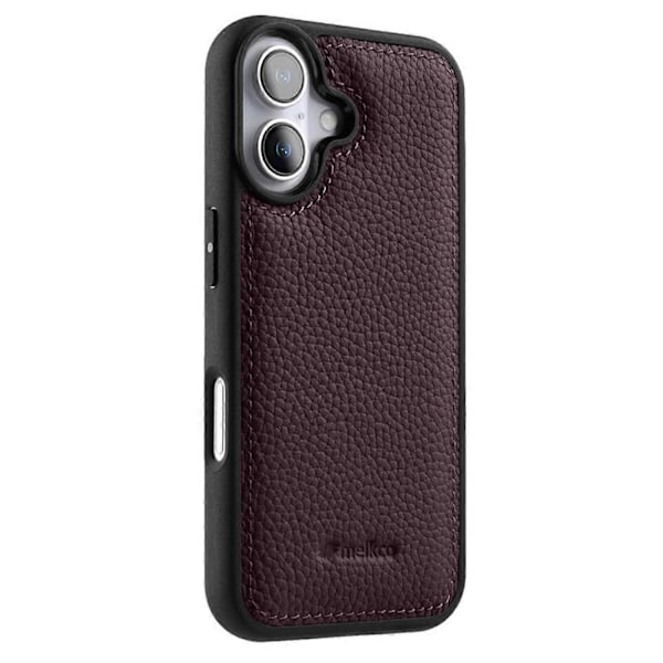 MELKCO Deksel til iPhone 16 Plus Ekte Kuskinn Belagt PC Telefondeksel - Grønn Multicolor Purple