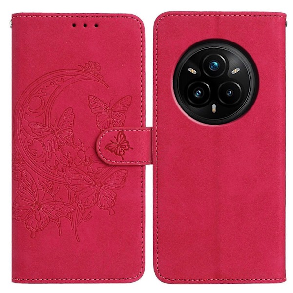 Fodral för Realme 14 Pro 5G Fjäril Blomma Präglat PU Läder Plånbok Ställ Telefonskydd Multicolor Rose