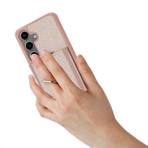 Samsung Galaxy S24+ -kotelo, korttipaikat, nahkainen takakansi ja rengastuki Multicolor Style A