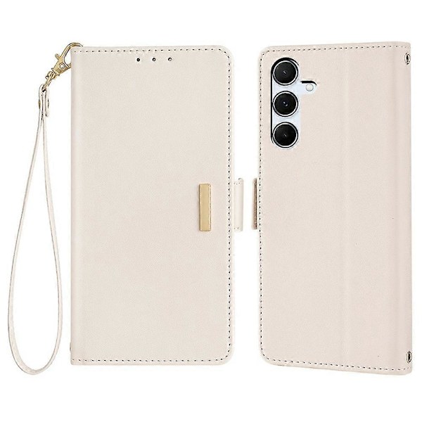 Læder Wallet Case med RFID-blokering og stativ til Samsung Galaxy A26 5G med håndrem - Grøn Multicolor White