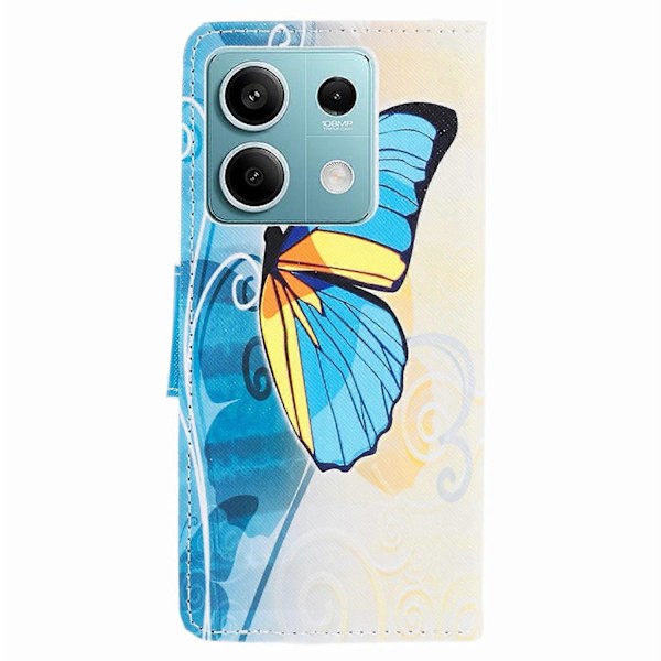 Telefoncover til Xiaomi Redmi Note 13 5G PU Læder Krydset Tekstur Wallet Cover Multicolor Butterfly