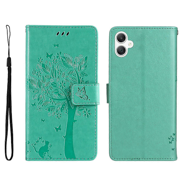 KT Imprinting Flower Series-3 Fodral för Samsung Galaxy A06 Katt Träd Mönster Flip Läder Telefonskydd Multicolor Style B