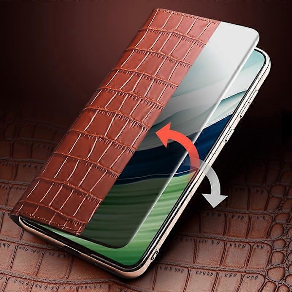 QIALINO Fodral för Huawei Mate 60 Äkta Läder Visningsfönster Stötsäkert Flip Telefonskal Multicolor Style A