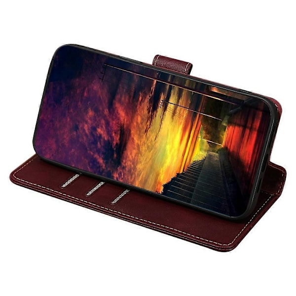 Vivo Y29s 5G / Y04 4G -kotelo, nahkainen puhelinkotelo RFID-suojatulla lompakolla Multicolor Wine Red