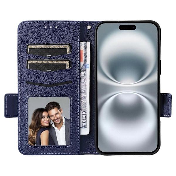 iPhone 16 Plus -kotelo litsirakenteella PU-nahkainen lompakkokansi Multicolor Style A