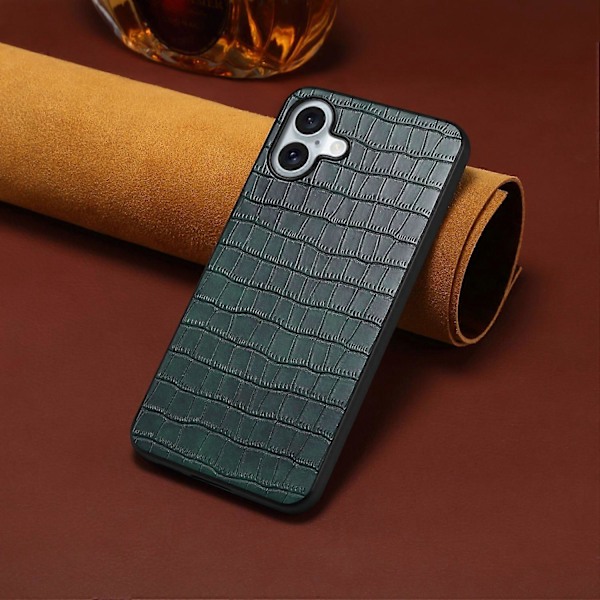 iPhone 16 Plus -kotelo, krokotiilinnahkajäljitelmä, nahkapäällysteinen PC+TPU-puhelinkuori Multicolor Style A