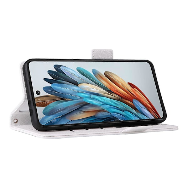 Til ZTE nubia Music Case Litchi Tekstur PU Læder Wallet Flip Telefon Cover - Grå Multicolor White