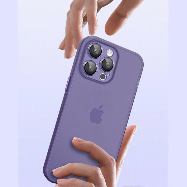 Stöttåligt mobilskal för iPhone 15 Plus PC+TPU Genomskinligt Matt Skal med Kameralinsskydd i Glas Multicolor Style A