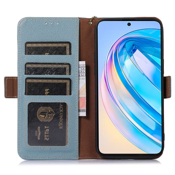För Huawei Nova Y91 4g/enjoy 60x Phone case Rfid Blocking Läder Litchi Texture Stand Cover Blue