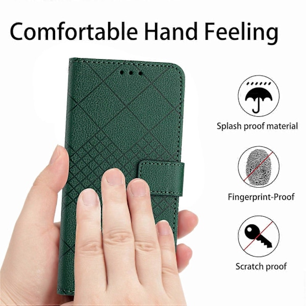 HT06 Skal för Xiaomi 14 Anti-repa Präglat PU Läder Litchi Textur Smartphone Skydd Multicolor Style D
