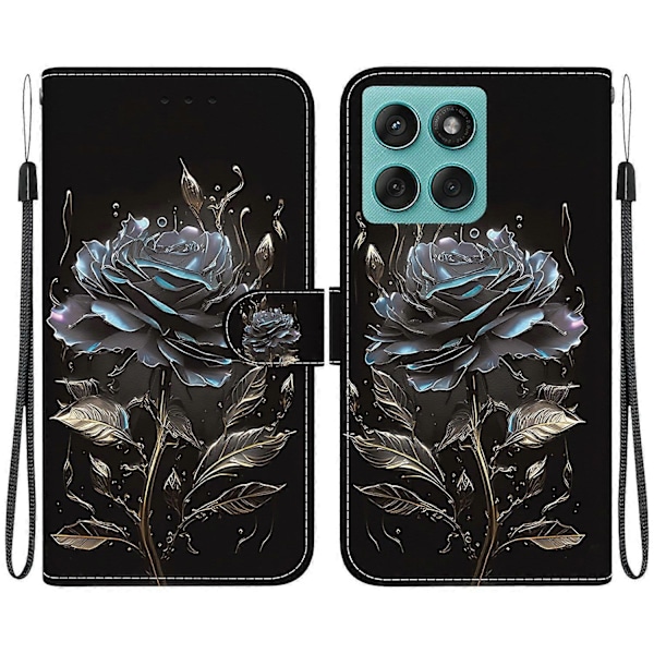 Til Motorola Edge 60 5G/ 60 Fusion 5G Wallet Telefon Cover Anti-Drop Læder Flip Cover Mønster Print Multicolor Black Rose