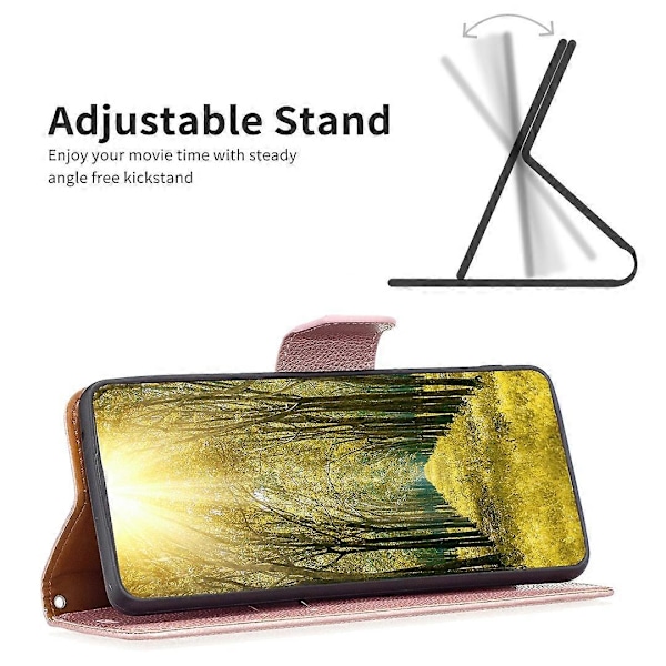 Til Xiaomi Redmi Note 13 Pro+ 5G Wallet Case PU Læder Litchi Tekstur Flip Telefon Cover Multicolor Rose Gold