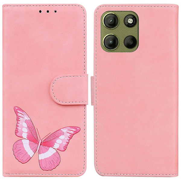 Til Motorola Moto G15 4G Stand Case PU Læder Telefon Cover Sommerfugl Trykt Multicolor Style C