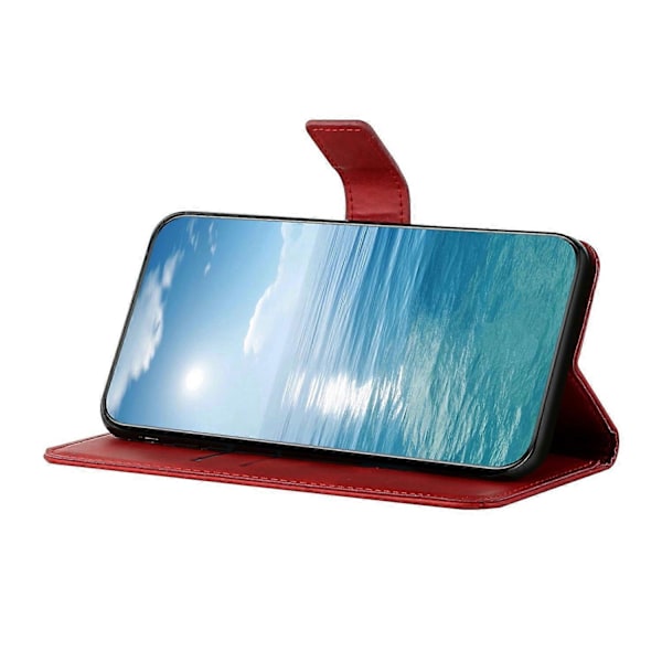 Samsung Galaxy A06 Nahkakotelo Linjakuvio Lompakko Puhelinkotelo - Musta Multicolor Red