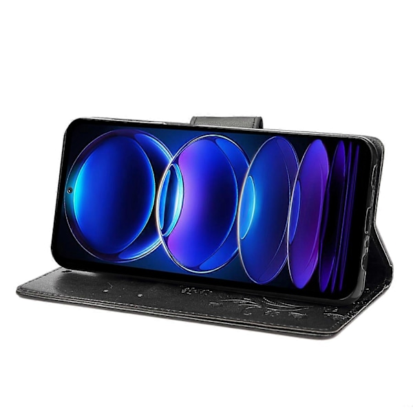 För Xiaomi Redmi Note 12 Pro+ 5G Ställ Telefonfodral PU Läder Blomma Fjäril Präglat Plånboksfodral Multicolor Style A