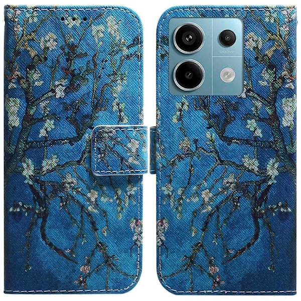 Læderetui med stativ til Xiaomi Redmi Note 13 Pro 5G/Poco X6 5G, 3D kreativt mønsterdesign Multicolor Apricot Flowers