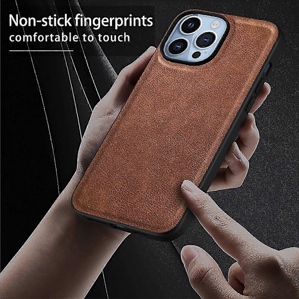Stöttåligt mobilskal för iPhone 15 Pro Retro PU-läderbelagd TPU+PC Baksida Multicolor Style B