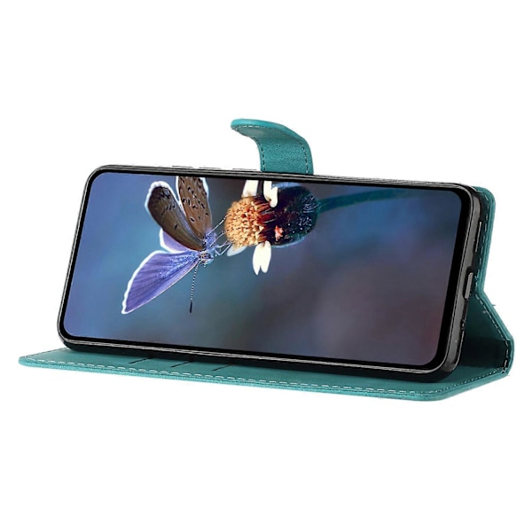 Læderetui med blomsterprint til Samsung Galaxy A26 5G med håndledsrem Multicolor Style D