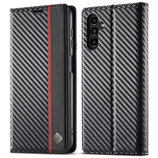 LC.IMEEKE Samsung Galaxy A56 5G -kotelo, hiilikuitukuvioinen puhelinkuori, jalusta, korttipidike Multicolor Vertical Stripe