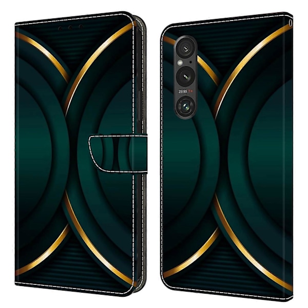 Plånboksfodral i PU-läder med 3D-mönster och ställ för Sony Xperia 1 V Multicolor Style H