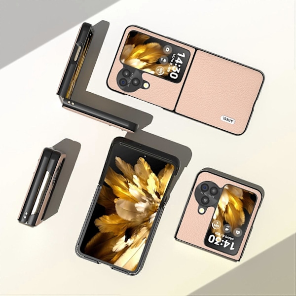 Ægte læder+PC beskyttende telefoncover til Oppo Find N3 Flip 5G Multicolor Style C