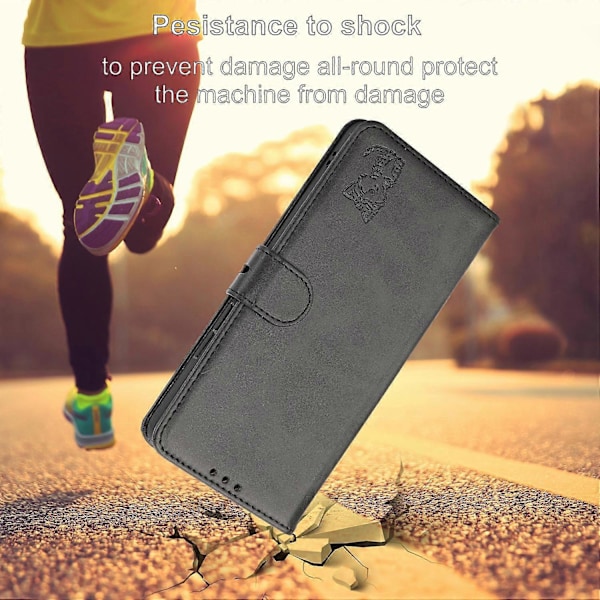 Til Samsung Galaxy S25 Edge Etui Glad Kat Mønster Præget Læder Wallet Telefon Cover Multicolor Black