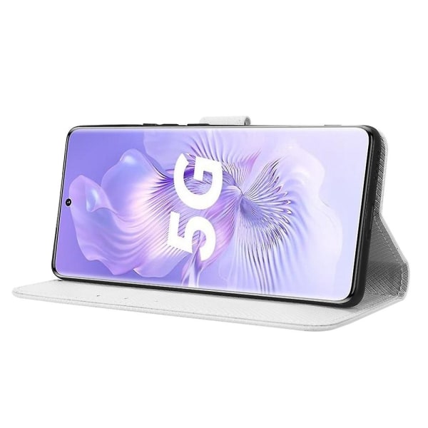 For Honor 80 5g Diamond Texture Pu Läder Phone case Vikbart stativ Magnetlås Cover White
