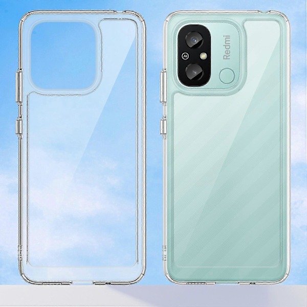 Gjennomsiktig deksel med airbag-hjørner for Xiaomi Redmi 12C 4G (Stort hull for bakre linse)