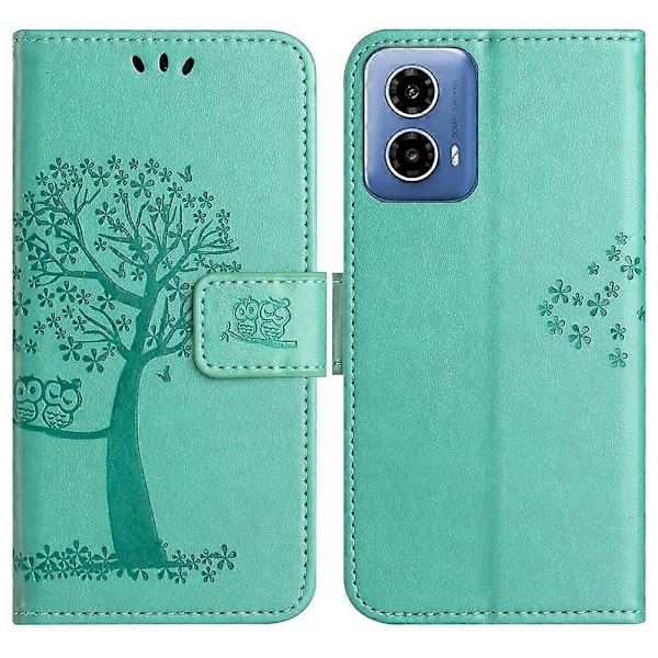 Til Motorola Moto G35 5G Etui PU Læder Ugle Træ Præget Tegnebog Telefon Cover Multicolor Style C