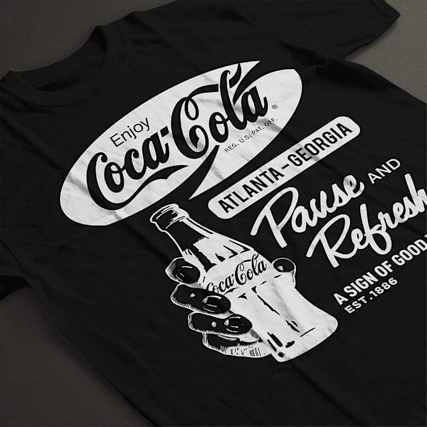 Coca Cola Pause And Refresh Retro Herre T-shirt Black S