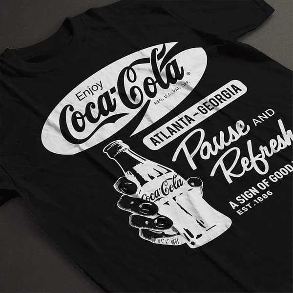 Coca Cola Pause And Refresh Retro T-paita miehille Black 3XL