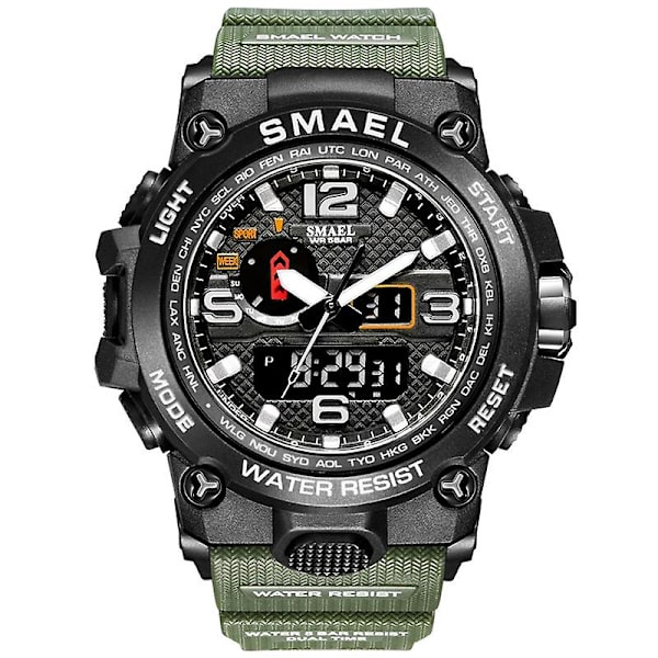 Smael 1545d Nattljus Vattentät Outdoor Watch Röd Army Green