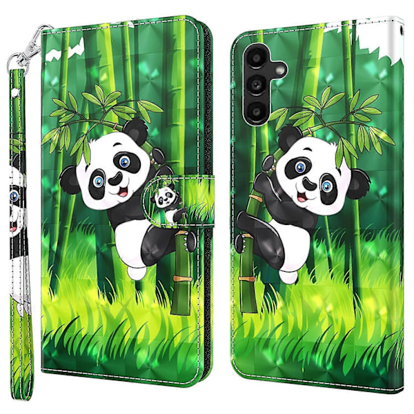 Læderetui med 3D-mønster til Samsung Galaxy A25 5G Multicolor Panda Climbing