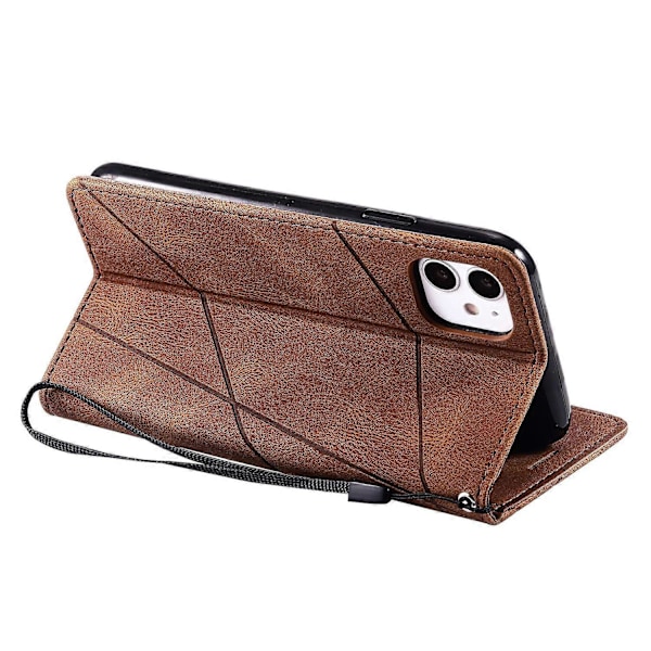 Läderfodral med Rem för iPhone 11, Hudvänlig Skarvning Plånboksfodral Multicolor Style A