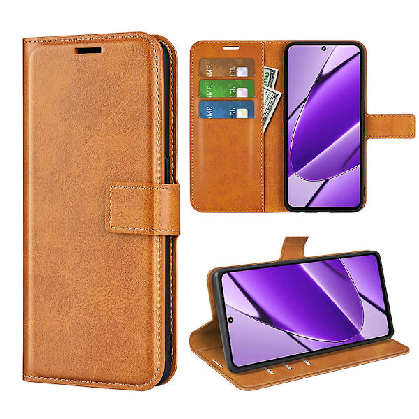 För Realme 11x 5g Phone case Plånboksställ Pu Läderskal Kalvstruktur Fullt skydd Cover Yellow